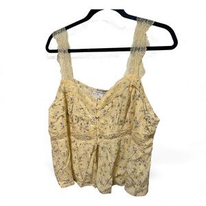 Yellow Floral Babydoll Lace Top